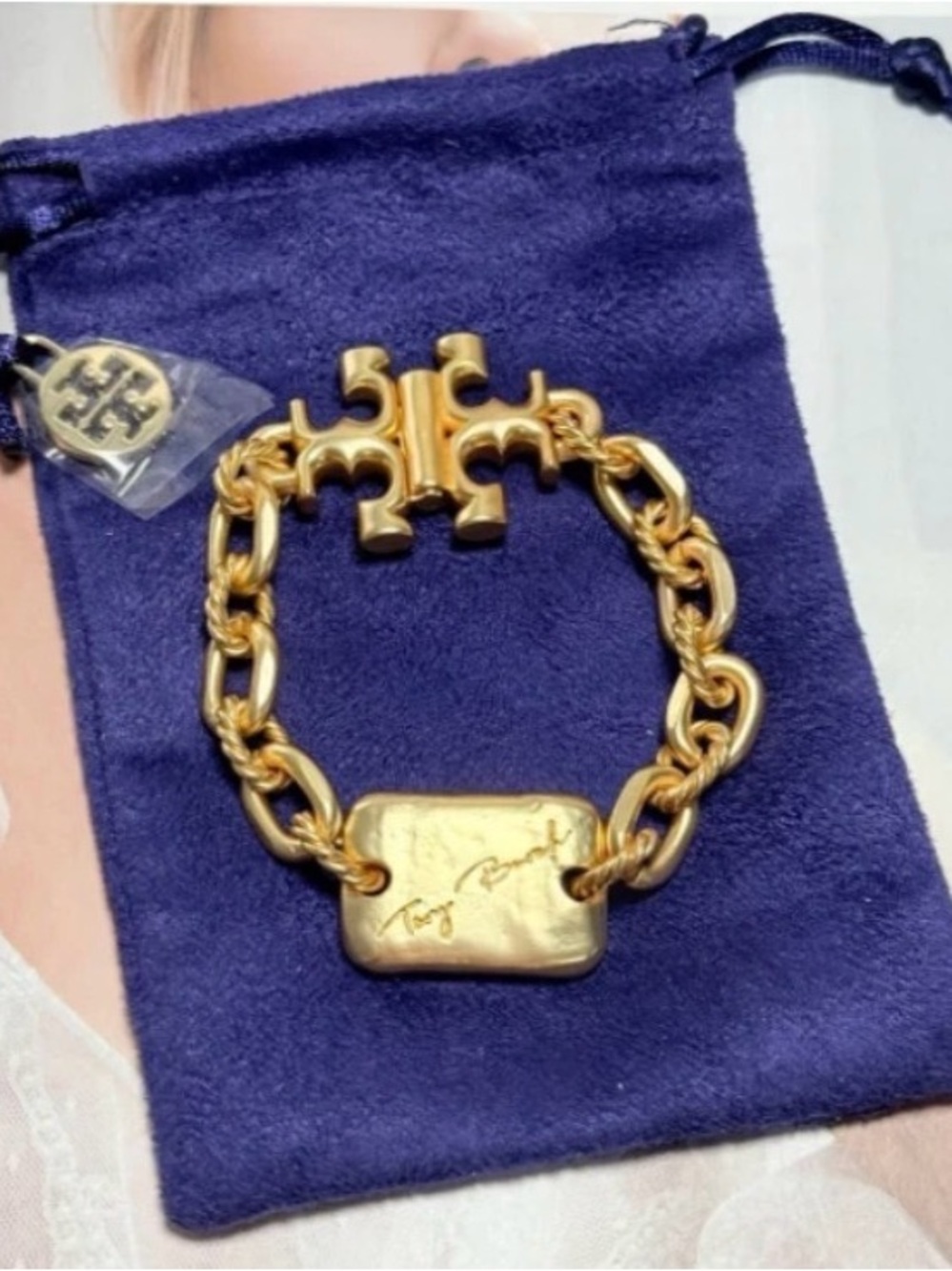 Tory Burch Gold Signature Link Bracelet